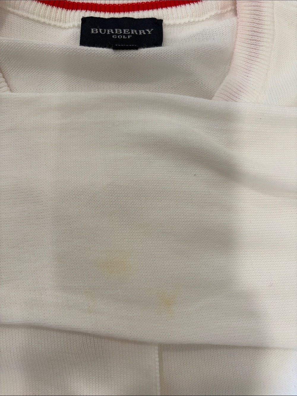 Burberry Golf White Button-Up Cardigan with Red Trim - Picture 10 of 14